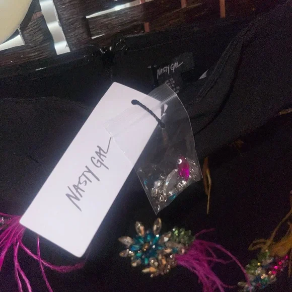 Nasty Gal Premium Embellished Diamante Feather Strapless Dress - Picture 6 of 6